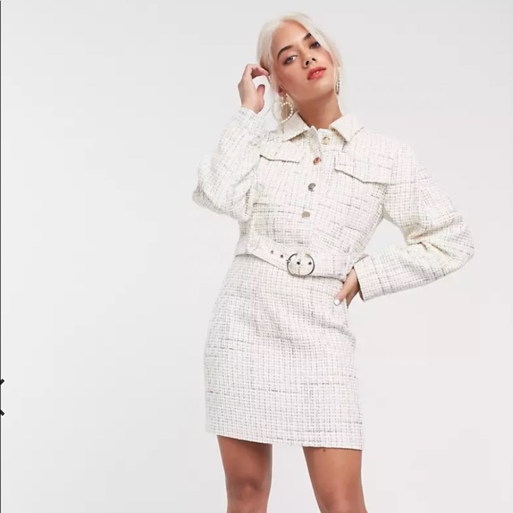 ASOS DESIGN exaggerated sleeve Boucle suit blazer